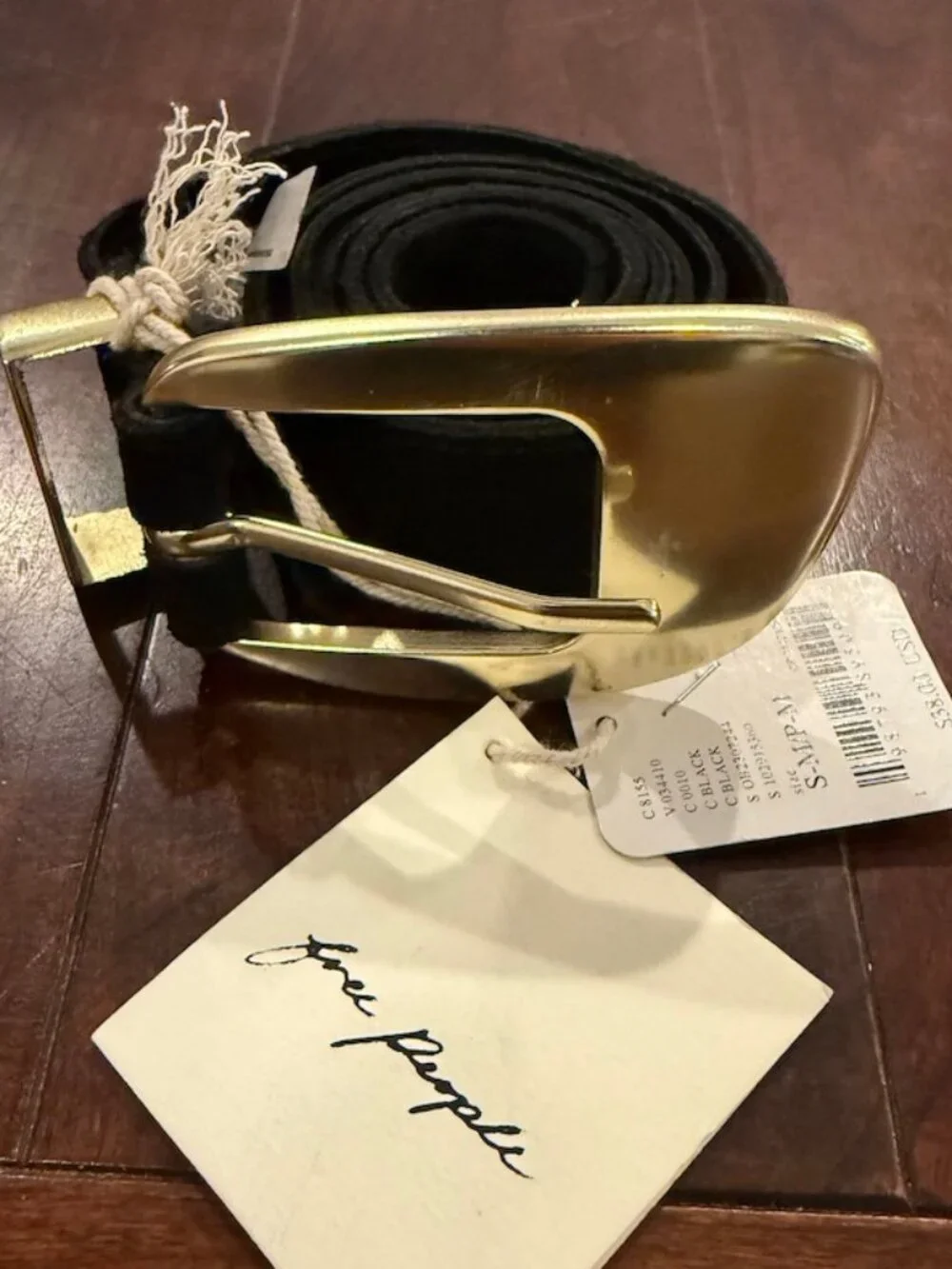 New! Free People Black Suede Gold Tone Buckle Size Small/Medium